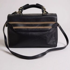 MONDI Vintage 1980s Satchel Lambskin Leather Crossbody Shoulder Bag Logo Italy